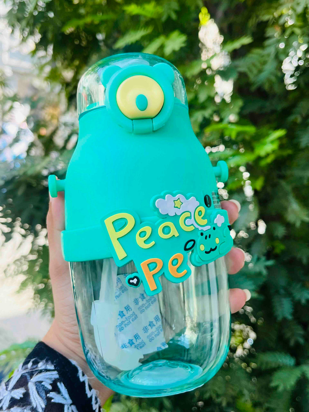 Crazy Bear Kids Water Bottle with Straw & Flip-Top Lid