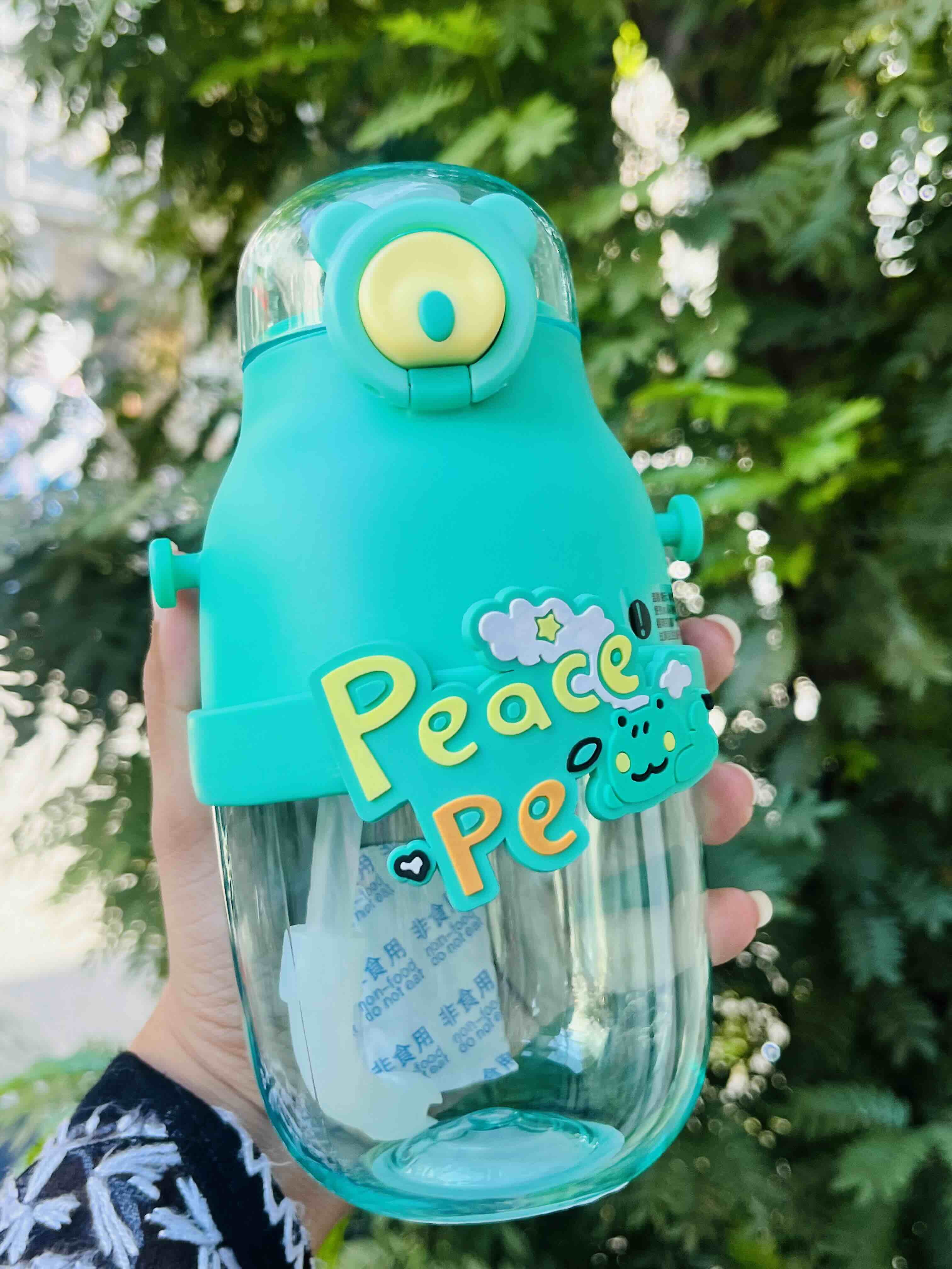 Crazy Bear Kids Water Bottle with Straw & Flip-Top Lid