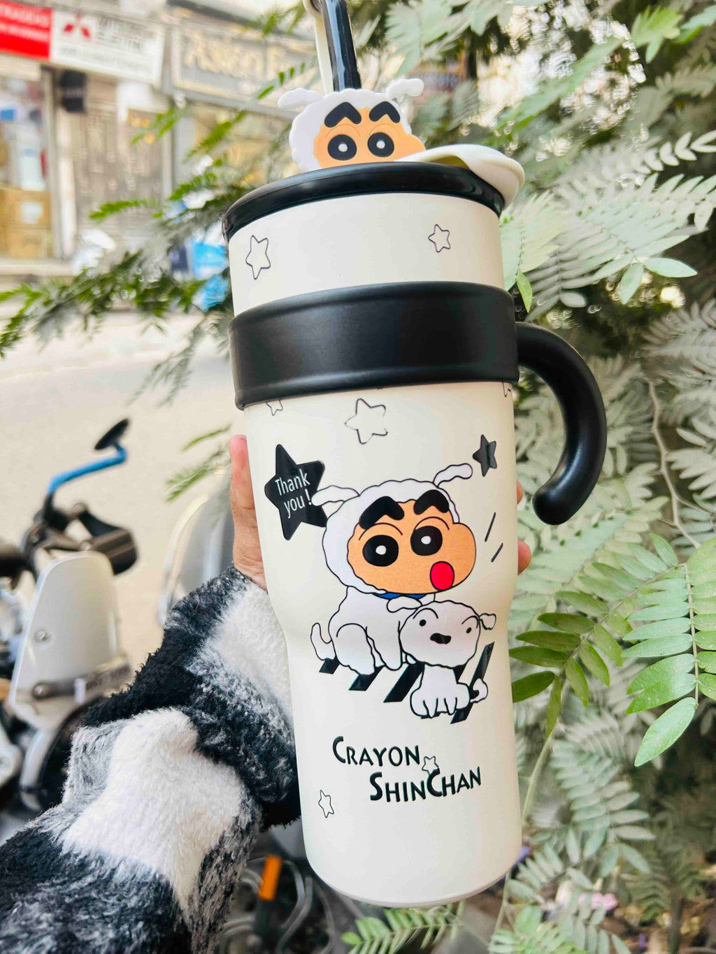 Crayon Shinchan Kawaii Travel Tumbler with Handle