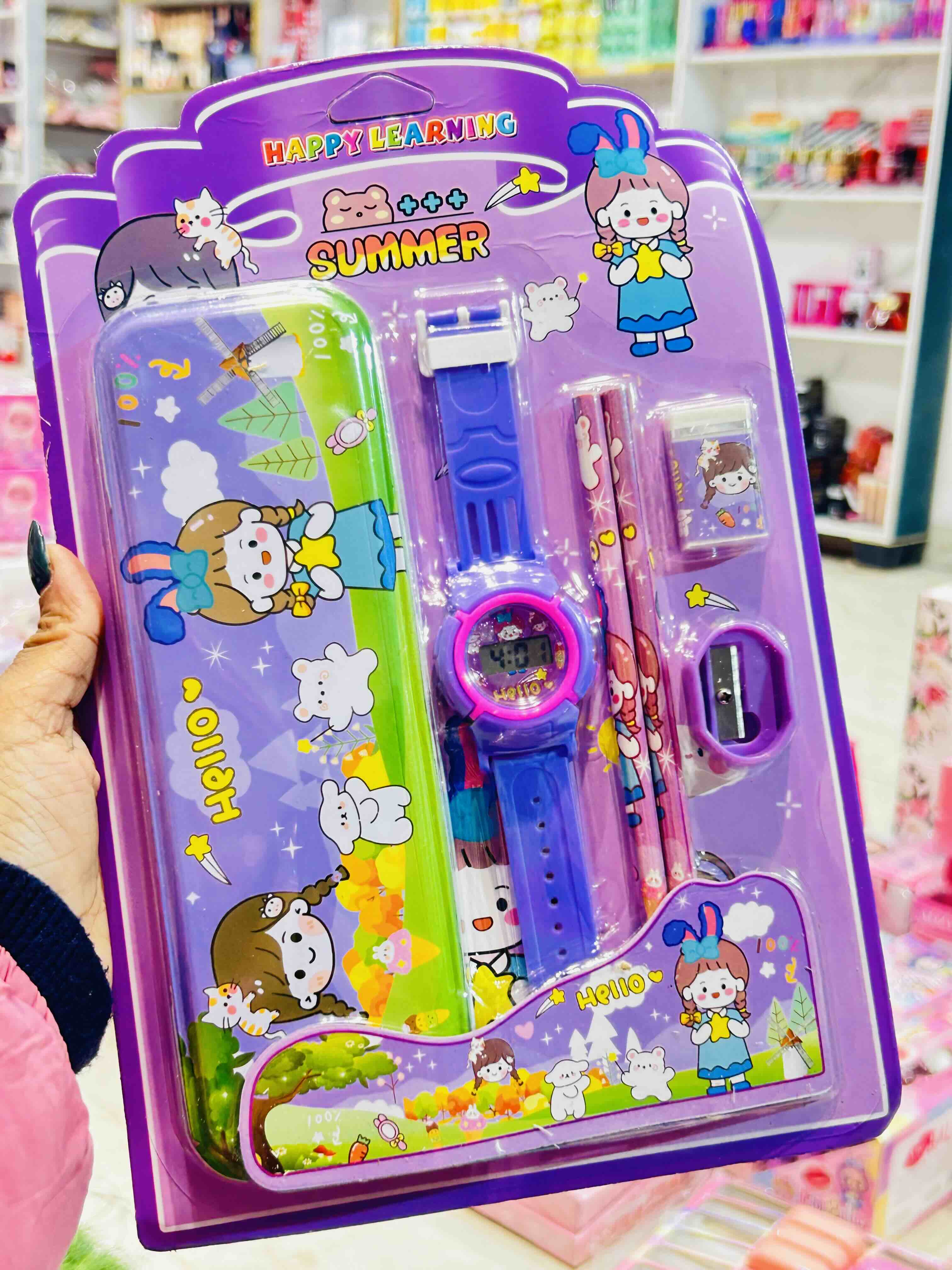 Kids Cartoon Watch & Stationery Gift Set