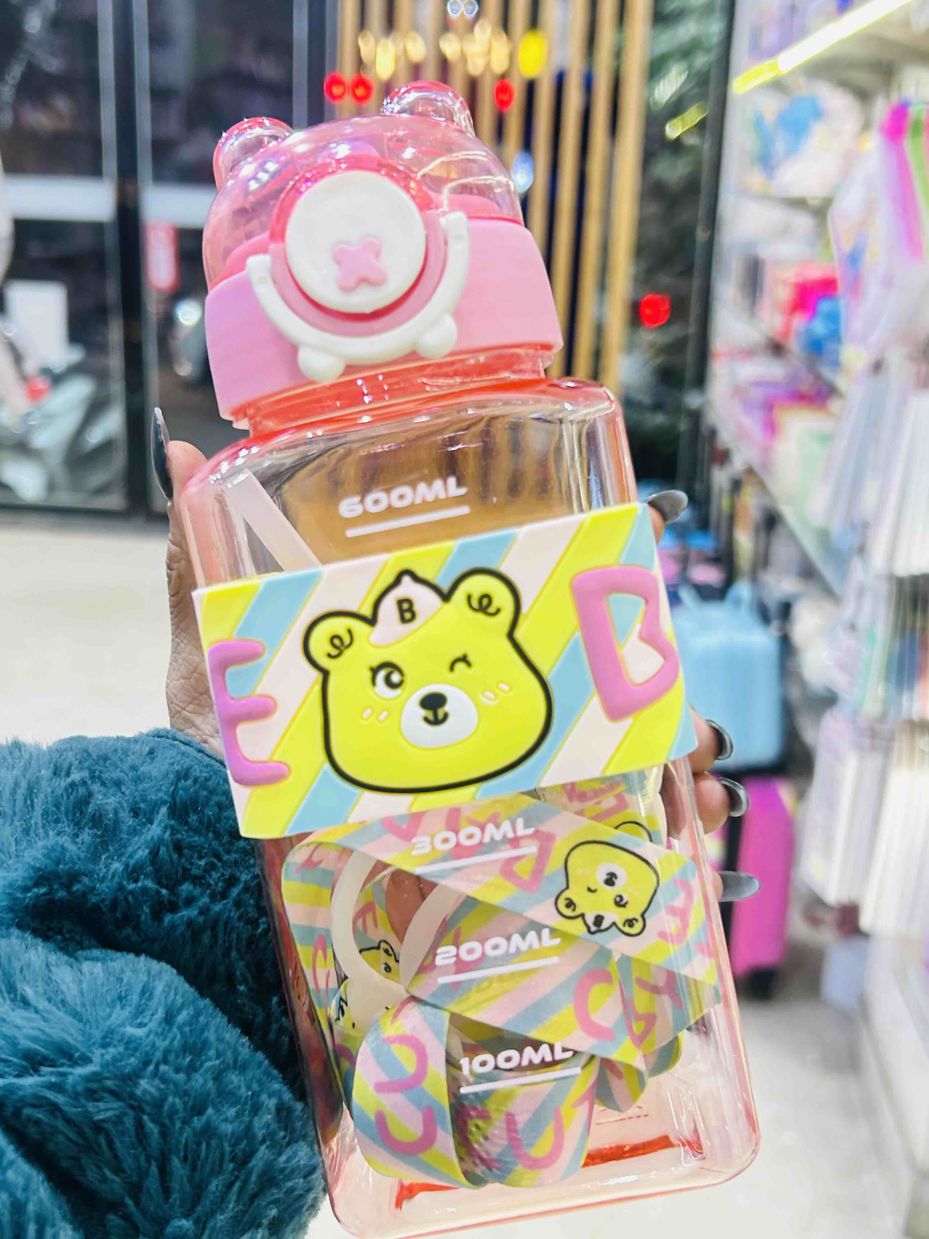Cute Bear Kids Water Bottle with Straw