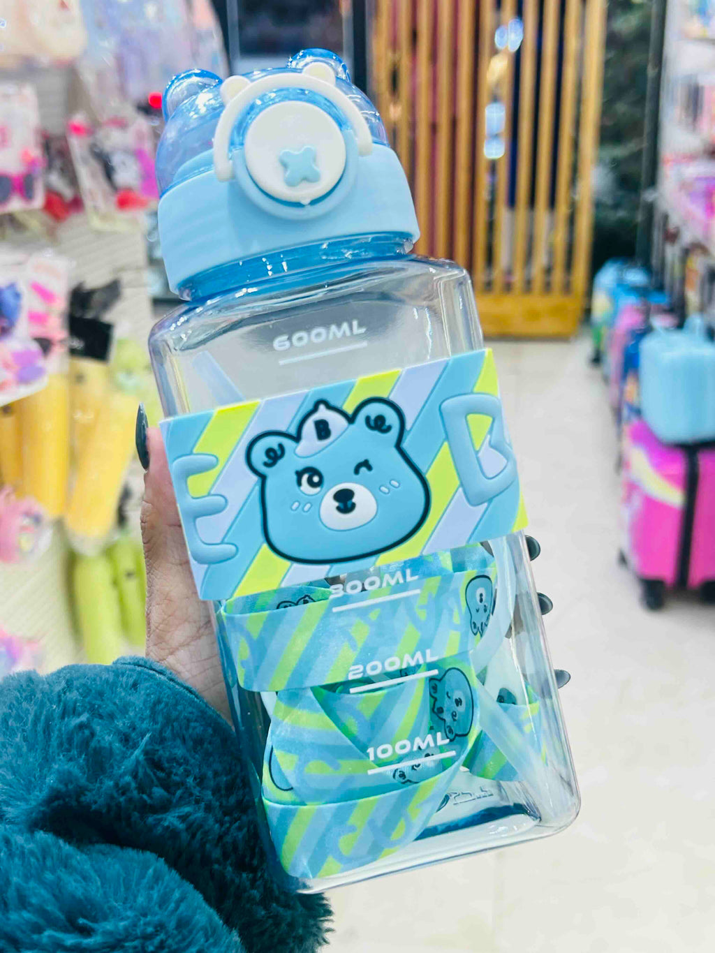Cute Bear Kids Water Bottle with Straw