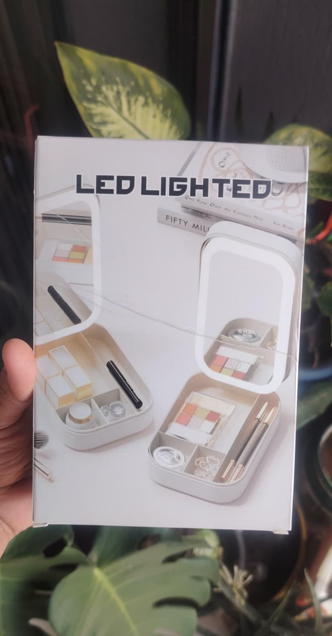 LED Lighted Makeup Organizer Box with Mirror